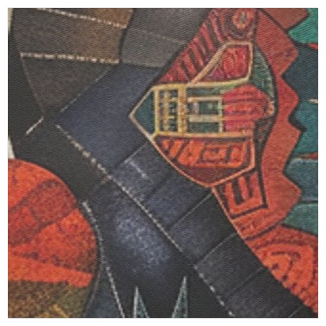 Luxurious Teal "Ancient Indigenous Chronicles" Tex Fabric (Swatch)