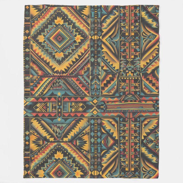 Luxurious Teal "Centuries-Old Geometric Elegance"  Fleece Blanket (Front)