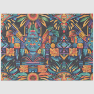 Luxurious Teal "Epochal Symmetry" Patterned Tissue Paper
