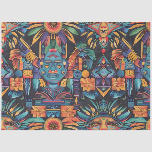 Luxurious Teal "Epochal Symmetry" Patterned Tissue Paper (Front)