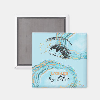 Luxurious Teal Gold Marble Lash Extension Makeup Magnet