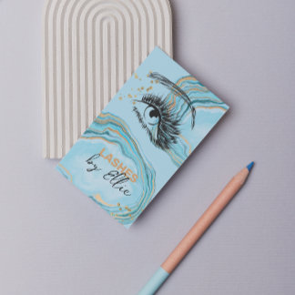 Luxurious Teal Gold Marble Lash Extension Qr Code Business Card