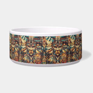 Luxurious Teal "Mesoamerican Motif" Pet Dining Bow