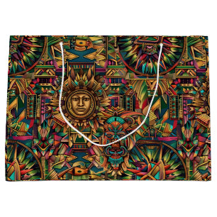 Luxurious Teal "Vibrant Historical Emblem" Glossy Large Gift Bag