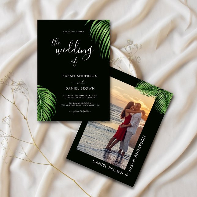 Luxurious Tropical Watercolor Palm Leaves Wedding Invitation (Creator Uploaded)