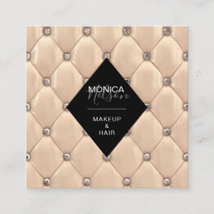 luxurious tufted faux gold and black business card