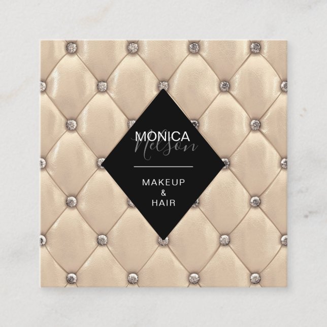 luxurious tufted faux gold and black business card (Front)