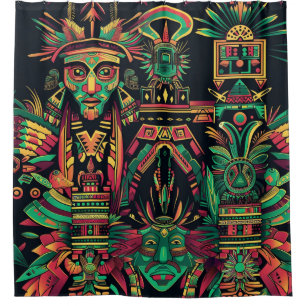Luxurious Turquoise "Ancestral Paradigm" Detail Sh Shower Curtain