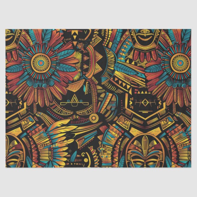 Luxurious Turquoise "Aztec Dream" Elegant Tissue P Paper (Front)