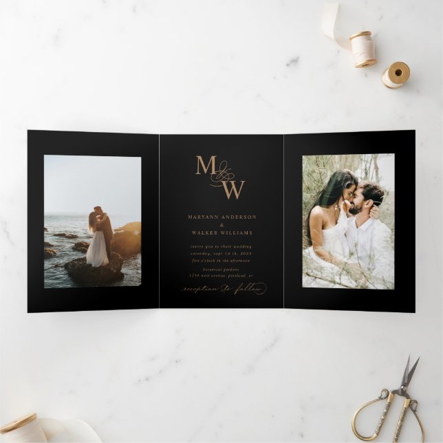 Luxurious Typography Budget Photo Tri-Fold Invitation (Inside)