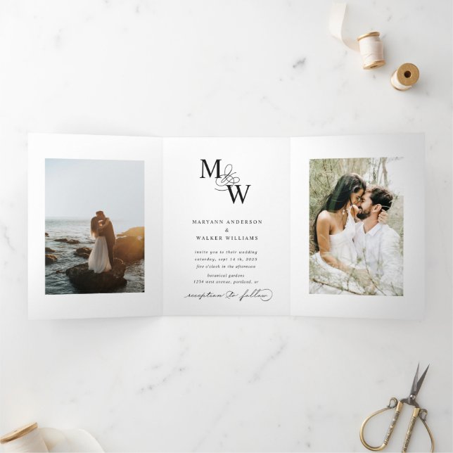 Luxurious Typography Budget Photo Tri-Fold Invitation (Inside)