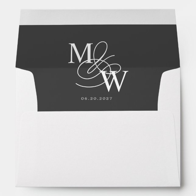 Luxurious Typography Pre-Addressed Wedding Envelope (Back (Bottom))
