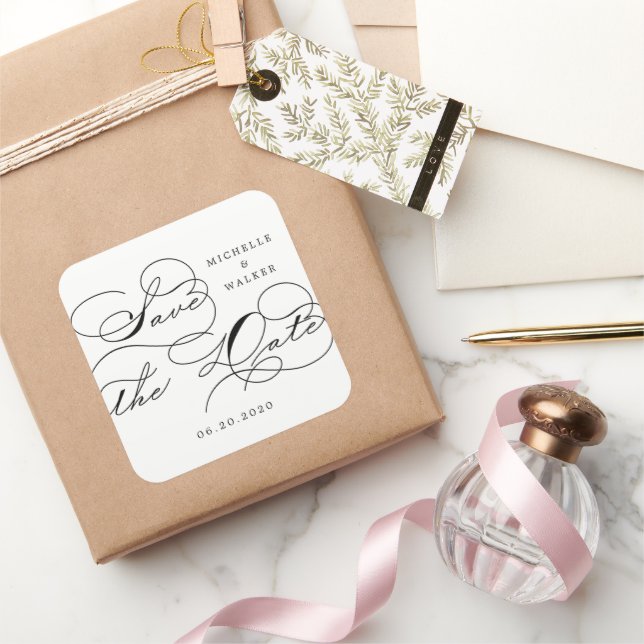 Luxurious Typography Save the Date Sticker (Gifting)