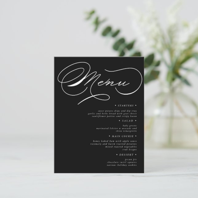 Luxurious Typography Wedding Menu Card (Standing Front)