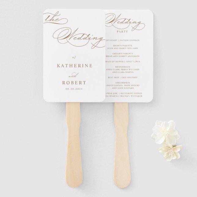 Luxurious Typography Wedding Program Hand Fan (Front and Back)