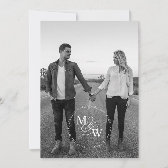 Luxurious Typography Wedding Save the Date Announcement (Front)