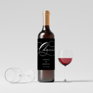 Luxurious Typography Wedding Wine Label