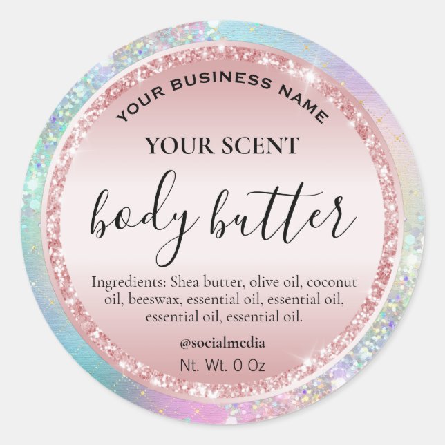 Luxurious Unicorn Coloured Body Butter Labels (Front)