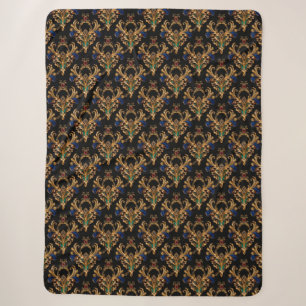 Luxurious Victorian Black Gold Sherpa Blanket