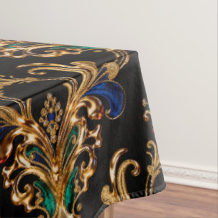 Luxurious Victorian Black Gold Tablecloth