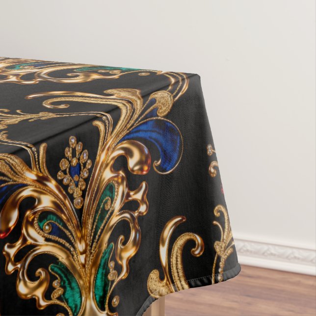 Luxurious Victorian Black Gold Tablecloth (In Situ)