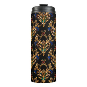 Luxurious Victorian Black Gold Thermal Tumbler