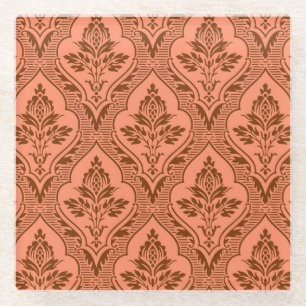 Luxurious Vintage Damask Seamless Texture Glass Coaster