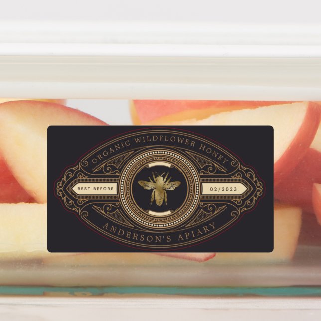 luxurious vintage golden honey jar label (Affixed)