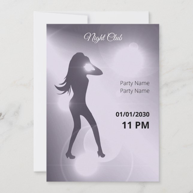 Luxurious Violet Brilliant Dancing Girl Silhouette Invitation (Front)