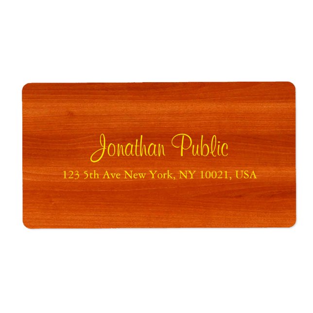 Luxurious Walnut Wood Gold Script Elegant Shipping (Front)