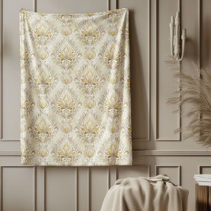 Luxurious Watercolor Damask Chic Home Accent Fleece Blanket