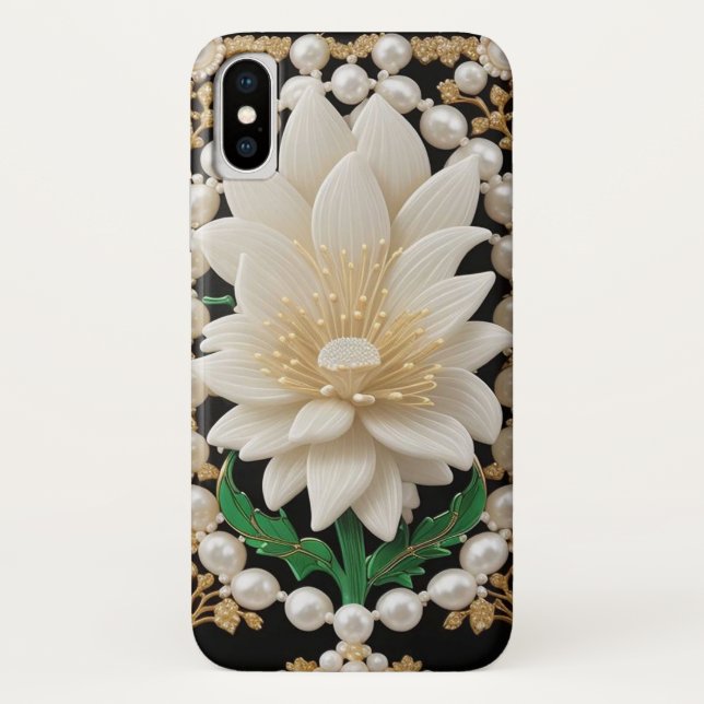 Luxurious White Flower Case-Mate iPhone Case (Back)