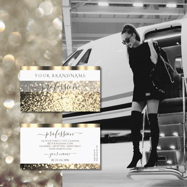 Luxurious White Gold Sparkling Glitter Glamourous Business Card (Creator Uploaded)