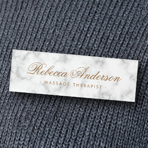 Luxurious white marble look pretty chic script name tag
