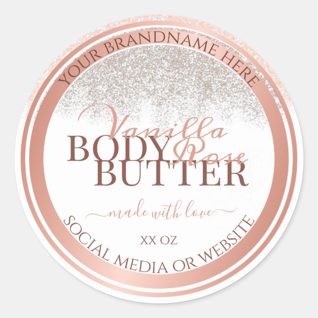 Luxurious White Product Packaging Labels Rose Gold (Front)