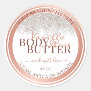 Luxurious White Product Packaging Labels Rose Gold