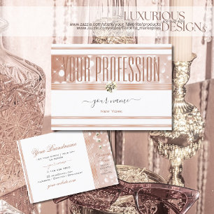 Luxurious White Rose Gold Sparkle Glitter Diamonds Business Card