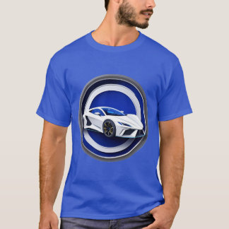 Luxurious White Sports Car Emblem T-Shirt