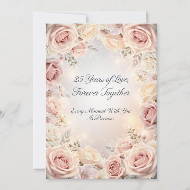 Luxury 25th Wedding Anniversary Card – Romantic  (Front)