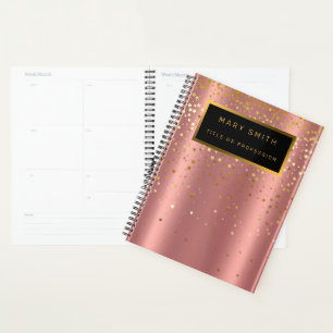 Luxury 2in1 Glitter Gold Pink Star Business Card & Planner