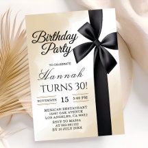 Luxury 30th Birthday Invitation Black & White with