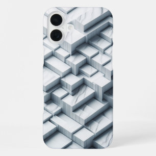 Luxury 3D Geometric White Marble Case - Modern