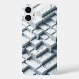 Luxury 3D Geometric White Marble Case - Modern