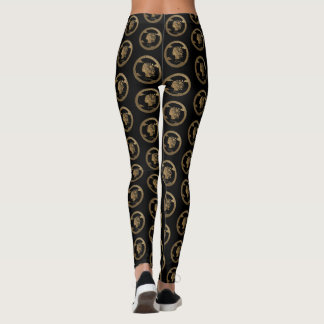 ​Luxury 3D Golden Biophilic Woman Emblem  Leggings