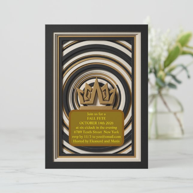 Luxury 3D Layered Gold VIP Event Invitation (Standing Front)