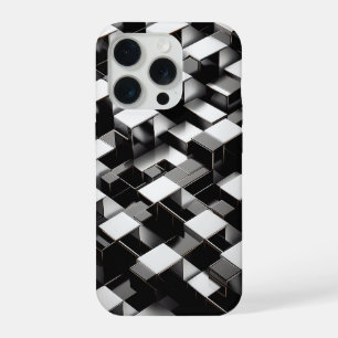 Luxury 3D Metallic Cube Phone Case Silver & Black