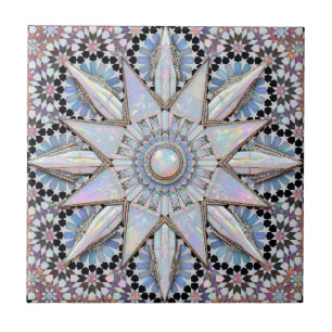 Luxury 3D White Opal Crystal Moroccan Zellij Star Ceramic Tile
