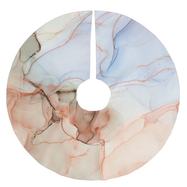 Luxury Abstract: Alcohol Ink Art Brushed Polyester Tree Skirt (Front)