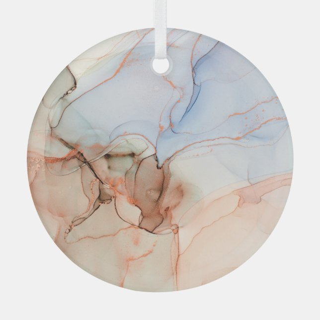 Luxury Abstract: Alcohol Ink Art Glass Tree Decoration (Front)