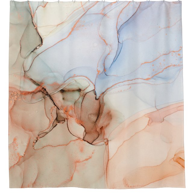 Luxury Abstract: Alcohol Ink Art Shower Curtain (Front)